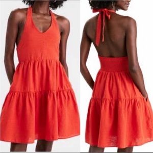 American Eagle Halter Sundress Orange/Red